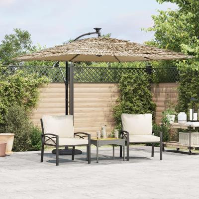 VidaXL Parasol met led's en stalen paal 269x269x235 cm bruin