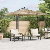 VidaXL Parasol met led's en stalen paal 269x269x235 cm bruin - thumbnail