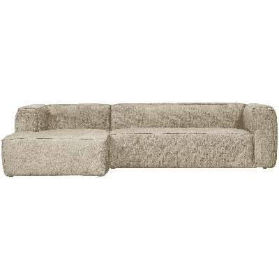 WOOOD Loungebank 'Bean' Links, Structure Velvet, kleur Buttermilk