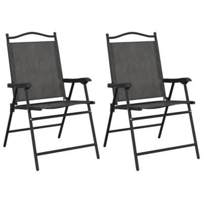 Tuinstoelen 2 st inklapbaar staal en textileen gemleerd grijs - thumbnail