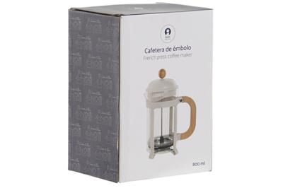 Koffiepot met Zuiger Home ESPRIT Wit Natuurlijk Roestvrij staal 800 ml 15 x 10 x 22 cm