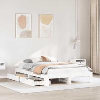 Bedframe zonder matras massief grenenhout wit 140x190 cm - thumbnail