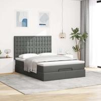 Ottoman bed met matras en LED's 140x200cm stof donkergrijs - thumbnail