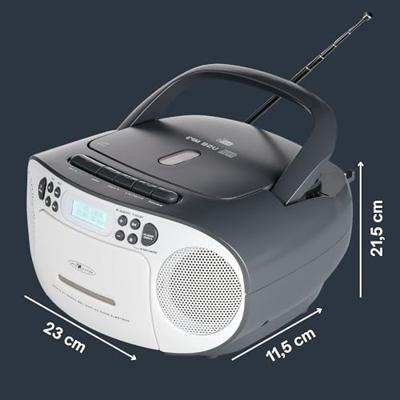 Reflexion CD-Player Radio/CD-speler DAB+, DAB, VHF (FM) AUX, CD, Cassette, USB Wit, Grijs - thumbnail