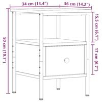 Nachtkastje 34x36x50 cm bewerkt hout oud houtkleurig - thumbnail
