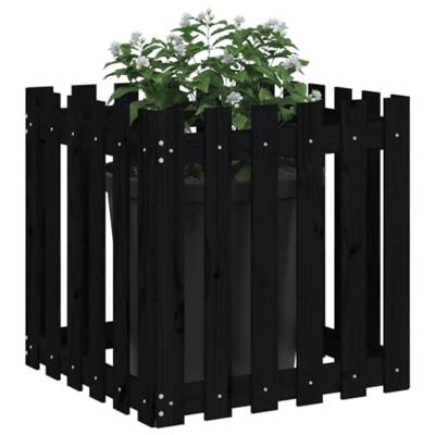 Plantenbak met hekontwerp 60x60x60 cm massief grenenhout zwart Plantenbak met hekontwerp 60x60x60 cm massief grenenhout zwart