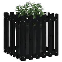 Plantenbak met hekontwerp 60x60x60 cm massief grenenhout zwart - thumbnail