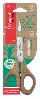 Maped schaar Advanced Wood, ft 17 cm, rechts, scherpe punt, blister van 1 stuk