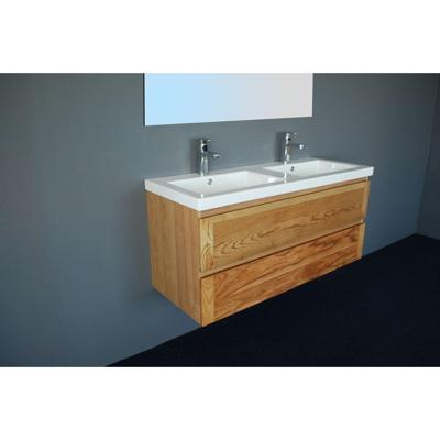 Badkamermeubelset Sanilux Wood Keramiek 120x47x50 cm Eikenhout (inclusief 2 kraangaten)