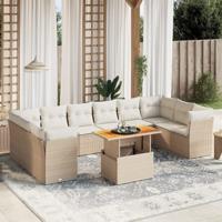 11-delige Tuinset met kussens poly rattan beige - thumbnail