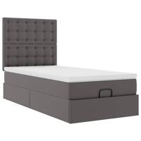 Ottoman bed met matras en LED's 90x190cm kunstleer grijs - thumbnail