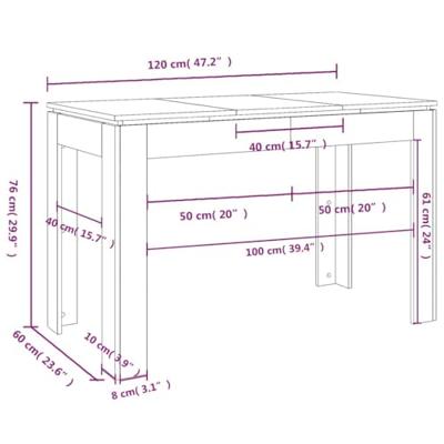 Eettafel 120x60x76 cm bewerkt hout oud houtkleurig