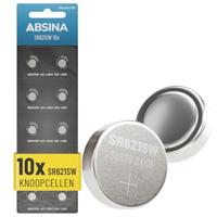 ABSINA SR621SW Horlogebatterij, 1,55 V, zilveroxide, verpakking van 10 stuks, knoopcel SR621SW, lekvrij en lange levensduur, batterij SR621SW / LR621 / SR621 / SR621 / 364 / V364 / R60 / AG1 - SR 621 - thumbnail