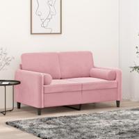 Tweezitsbank met sierkussens 120 cm fluweel roze - thumbnail