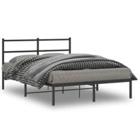 Bedframe met hoofdbord metaal zwart 140x190 cm - thumbnail