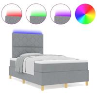Boxspringbed met Matras & LED Lichtgrijs 120x190 cm Stof - thumbnail