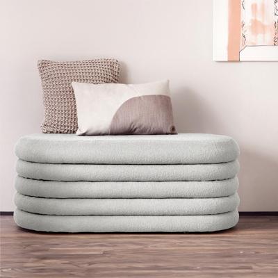 Artistiq Hocker 'Lucine' Met opbergruimte, Bouclé, kleur Wit