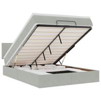 Ottoman bed met matras en LED's 140x200cm fluweel lichtgrijs - thumbnail