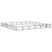Hondenkennel 24 panelen 100x50 cm gepoedercoat staal zwart - thumbnail