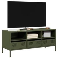 Tv-meubel 101,5x39x43,5 cm koudgewalst staal olijfgroen - thumbnail