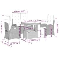 4-delige Tuinset met kussens poly rattan grijs - thumbnail