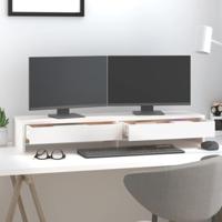 VidaXL Monitorstandaard 100x27x15 cm massief grenenhout wit - thumbnail