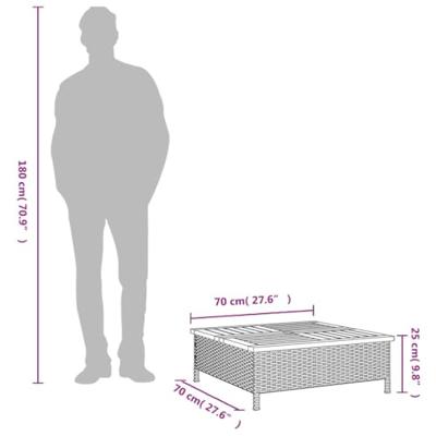Tuintafel 70x70x25 cm poly rattan en acaciahout grijs - thumbnail