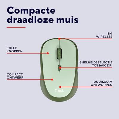 Trust YVI+Funkmaus Muis Draadloos Green Trust YVI+Funkmaus Muis Draadloos Green