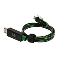 RealPower 185962 LED drijvende kabel 2in1, LED oplaad- en datakabel met micro-USB en Lightning, voor Android smartphones en andere, (zwart/groene LEDs) - thumbnail
