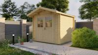 Tuindeco Gitte Blokhut 260x260 cm + luifel 70 cm 28 mm vuren blank- Zadeldak- Onbehandeld vurenhout- Tuindeco - thumbnail