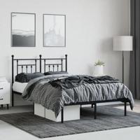 Bedframe met hoofdbord metaal zwart 120x190 cm - thumbnail