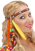 Hippie hoofdband met kraaltjes en veren - thumbnail