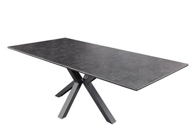 Uitschuifbare eettafel ETERNITY 160-200cm grafietgrijs keramiek zwart metaal - 46624