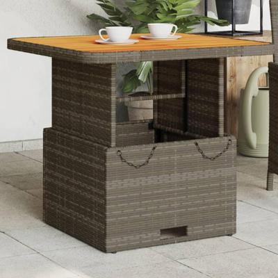 Tuintafel 80x80x71 cm poly rattan en acaciahout grijs Tuintafel 80x80x71 cm poly rattan en acaciahout grijs
