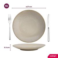 Cookinglife Dinerborden Coastal Lines Ocean Beige ø 27 cm - 6 Stuks - thumbnail