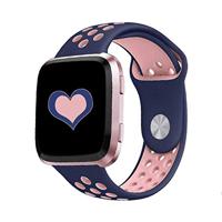 Fitbit Versa 1 / 2 & Lite sportbandje - Maat: Large - Blauw + Roze - thumbnail