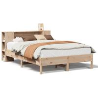 Bed met boekenkast zonder matras massief grenenhout 135x190 cm - thumbnail