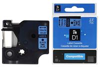 Rillprint compatible D1 tape voor Dymo 45010, 12 mm, zwart op transparant - thumbnail