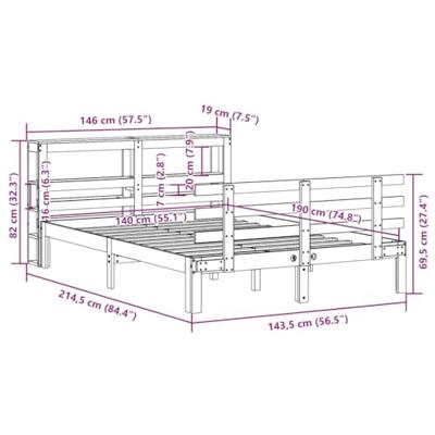 Bedframe met hoofdeinde zonder matras 140x190 cm wit