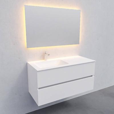 Badkamermeubel Solid Surface BWS Oslo 100x46 cm Links Mat Wit (met 1 kraangat) Badkamermeubel Solid Surface BWS Oslo 100x46 cm Links Mat Wit (met 1 kraangat)