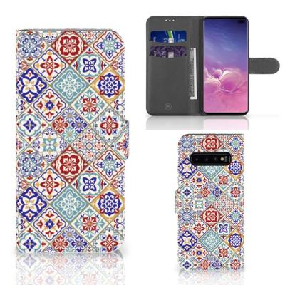 Samsung Galaxy S10 Plus | Bookcase | Tiles Color | Portemonnee hoesje