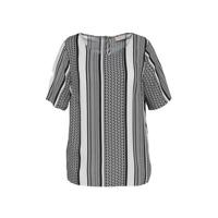 ONLY CARMAKOMA top CARMARRAKESH met all over print en open detail zwart/wit - thumbnail