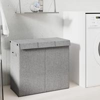 VidaXL Wasmand inklapbaar 64,5x34,5x59 cm kunstlinnen grijs - thumbnail