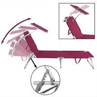 Ligbed Ibiza Rood 190x59x29cm Alu Zonnescherm - thumbnail