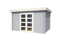 Outdoor Life Mikkel Blokhut 400x295 cm 28 mm vuren Platinum Grey-Wit gecoat- - - Outdoor Life - thumbnail