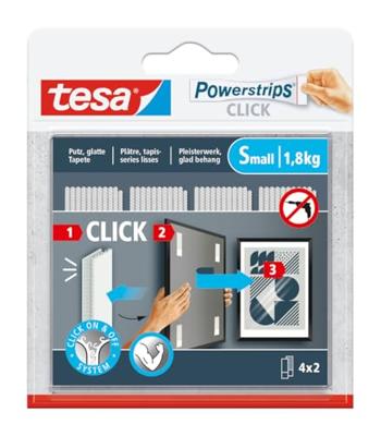 tesa Powerstrips CLICK Small 4x 2 stuks (l x b) 60 mm x 20 mm Inhoud: 4 paar