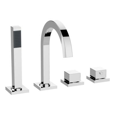 Wiesbaden Rombo 4-gats badrandthermostaat chroom afbouwset