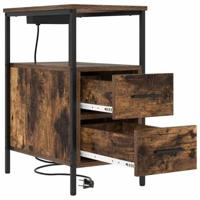 Nachtkastje met lade Gerookt eiken 30 x 48 x 61 cm Bewerkt hout - thumbnail