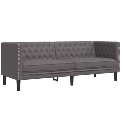 2-delige Loungeset Chesterfield-stijl kunstleer grijs