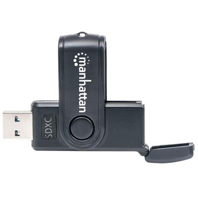 Manhattan Mini Multi-Card Reader/Writer USB 3.0 externer Card Reader/Writer 24-in-1 Externe geheugenkaartlezer USB-A 3.2 Gen 1, SD, MMC mobile, Micro-SD Zwart Manhattan Mini Multi-Card Reader/Writer USB 3.0 externer Card Reader/Writer 24-in-1 Externe geheugenkaartlezer USB-A 3.2 Gen 1, SD, MMC mobile, Micro-SD Zwart